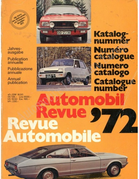 1972 AUTOMOBIL REVUE JAHRESKATALO DEUTSCH FRANZÖSISCH