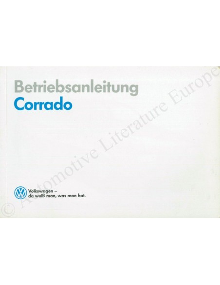 1990 VOLKSWAGEN CORRADO BETRIEBSANLEITUNG DEUTSCH