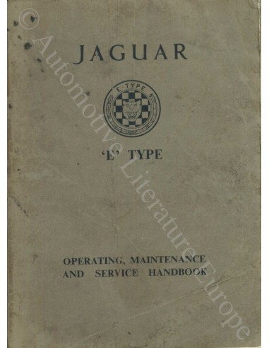 1962 JAGUAR E TYPE 3.8 OWNER'S MANUAL ENGLISH