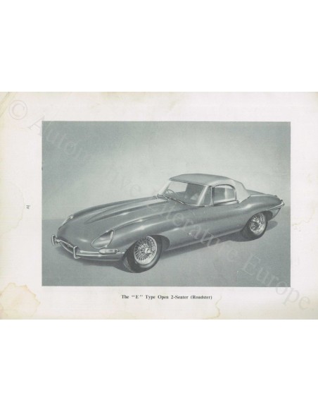 1962 JAGUAR E TYPE 3.8 INSTRUCTIEBOEK ENGELS