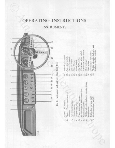 1962 JAGUAR E TYPE 3.8 INSTRUCTIEBOEK ENGELS