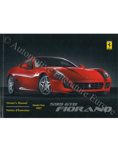 2007 FERRARI 599 GTB FIORANO INSTRUCTIEBOEKJE ENGELS USA / CANADA