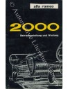 1961 ALFA ROMEO 2000 OWNER'S MANUAL GERMAN
