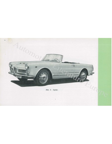 1961 ALFA ROMEO 2000 OWNER'S MANUAL GERMAN