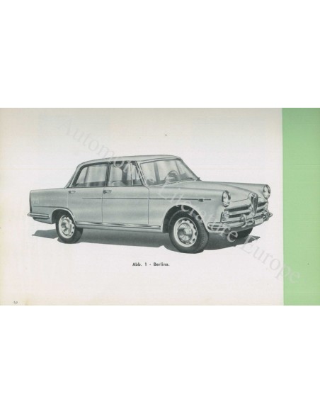 1961 ALFA ROMEO 2000 INSTRUCTIEBOEKJE DUITS