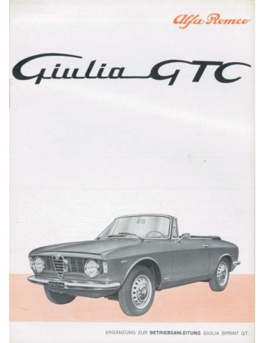 1965 ALFA ROMEO GIULIA GTC BETRIEBSANLEITUNG ANLAGE DEUTSCH