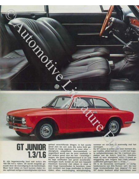1972 ALFA ROMEO GT JUNIOR 1.3 & 1.6 BROCHURE DUTCH