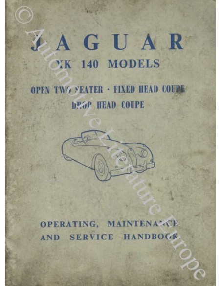 1954 JAGUAR XK140 OWNER'S MANUAL ENGLISH