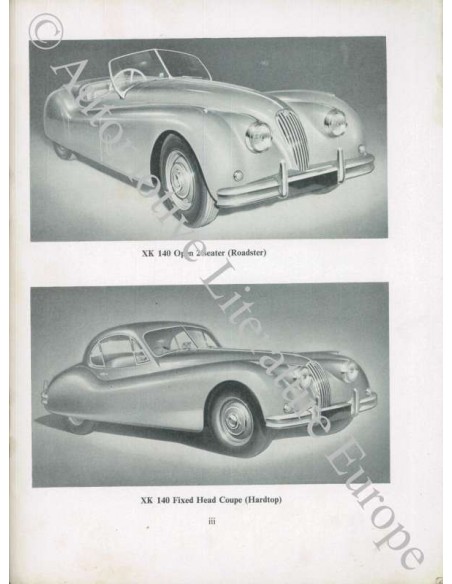 1954 JAGUAR XK140 OWNER'S MANUAL ENGLISH