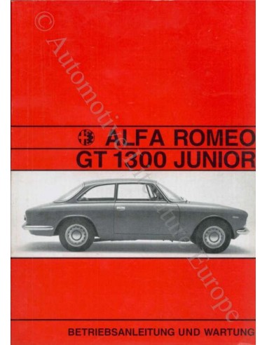 1970 ALFA ROMEO GT JUNIOR 1300 INSTRUCTIEBOEKJE DUITS