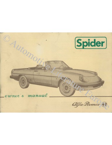 1984 ALFA ROMEO SPIDER BETRIEBSANLEITUNG ENGLISCH