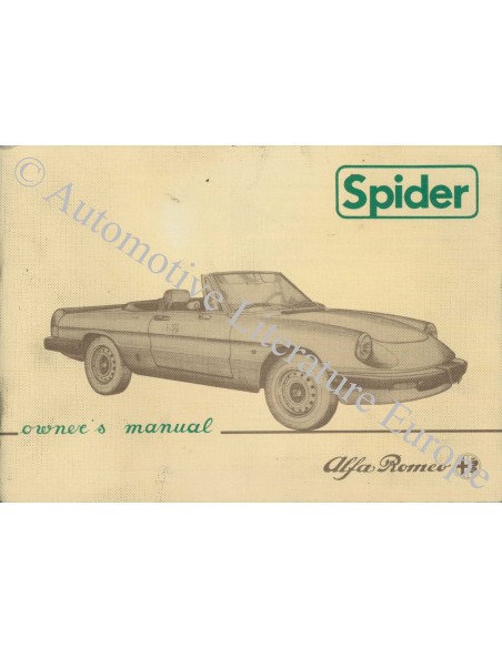 1984 ALFA ROMEO SPIDER INSTRUCTIEBOEKJE ENGELS