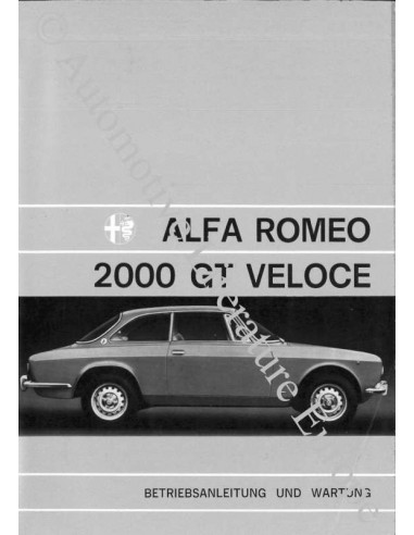 1973 ALFA ROMEO 2000 GT VELOCE OWNER'S MANUAL GERMAN