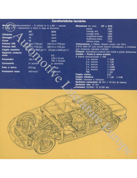 1963 ATS 2500 GT / GTS BROCHURE ITALIAANS