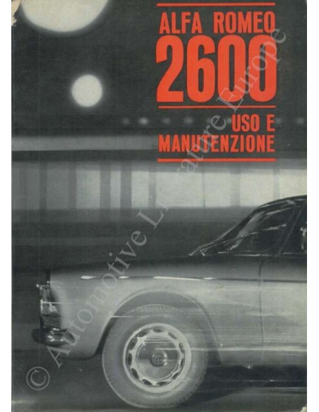 1962 ALFA ROMEO 2600 BETRIEBSANLEITUNG ITALIENISCH