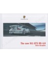 2011 PORSCHE 911 GT3 RS 4.0 HARDCOVER BROCHURE DUITS