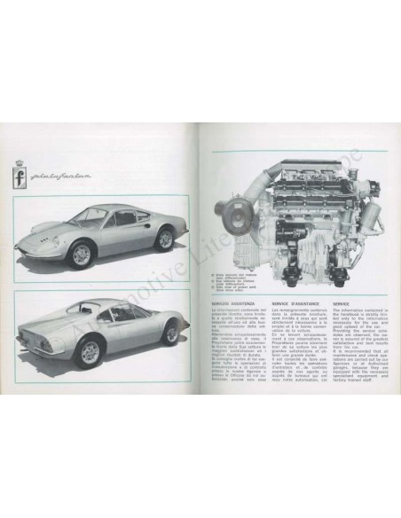 1970 FERRARI DINO 246 GT OWNER'S MANUAL