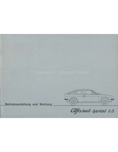1978 ALFA ROMEO ALFASUD SPRINT INSTRUCTIEBOEKJE DUITS