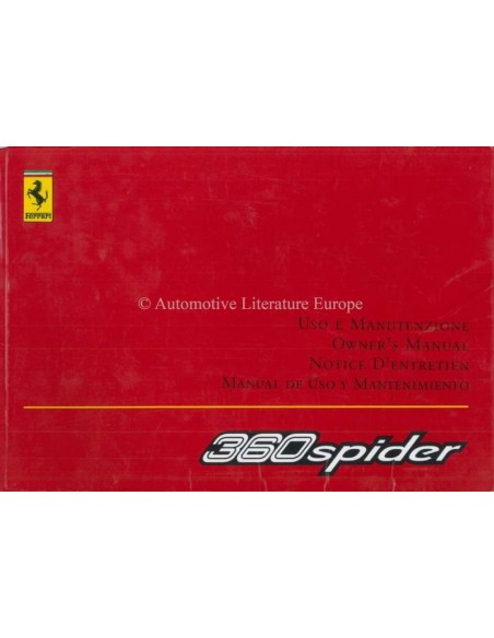 2002 FERRARI 360 SPIDER BETRIEBSANLEITUNG 1773/02