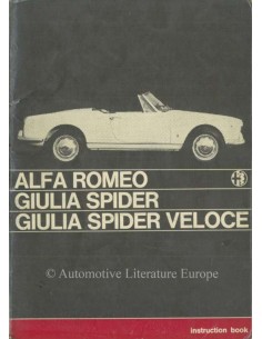 1965 ALFA ROMEO GIULIA SPIDER VELOCE INSTRUCTIEBOEKJE ENGELS