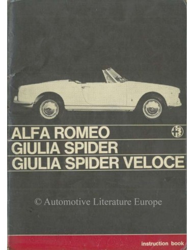 1965 ALFA ROMEO GIULIA SPIDER VELOCE BETRIEBSANLEITUNG ENGLISCH
