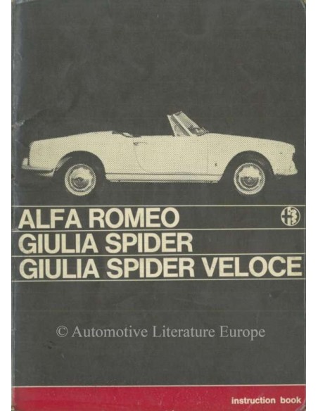 1965 ALFA ROMEO GIULIA SPIDER VELOCE INSTRUCTIEBOEKJE ENGELS