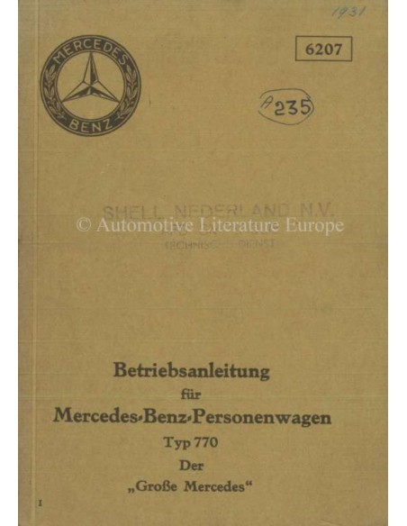 1931 MERCEDES BENZ TYPE 770 BETRIEBSANLEITUNG DEUTSCH