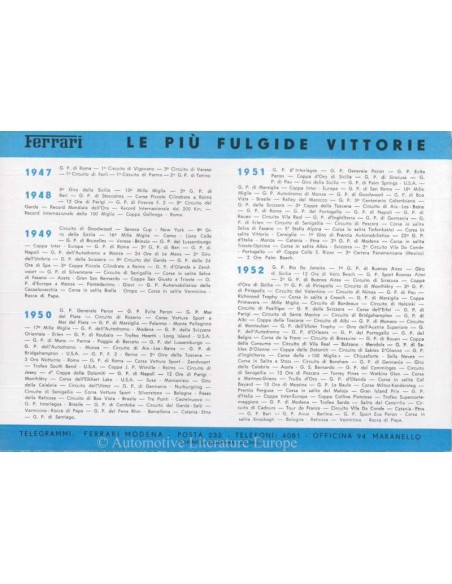 1953 FERRARI 250 MILLEMIGLIA BROCHURE ITALIAN
