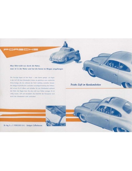 1953 PORSCHE 356 SCHIEBEDACH BROCHURE DUITS