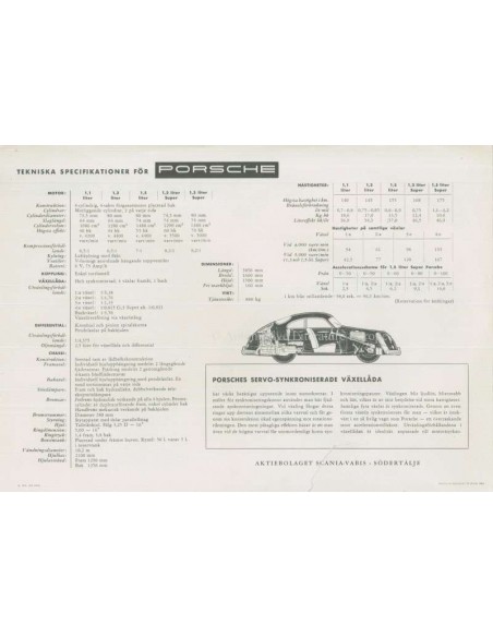 1955 PORSCHE 356 COUPE DATENBLATT SCHWEDISCH