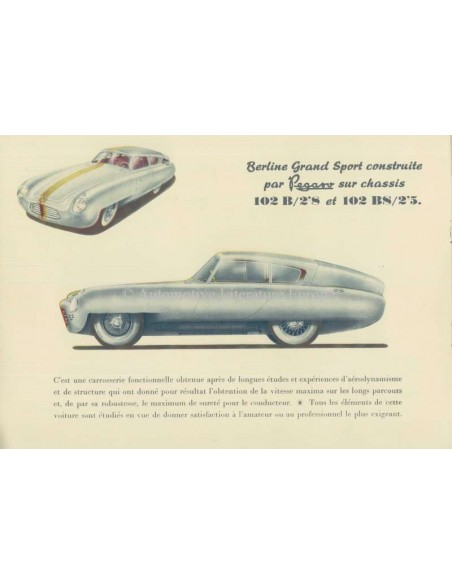 1954 PEGASO 102 B BS BROCHURE FRENCH