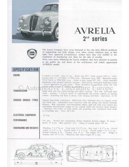 1954 LANCIA APPIA & AURELIA PROSPEKT ENGLISCH