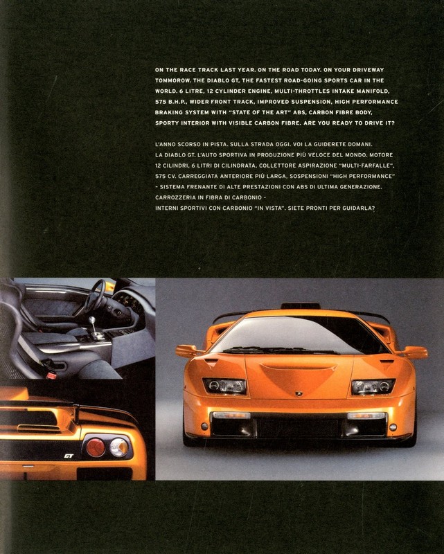 1999 Lamborghini Diablo Gt Prospekt Italienisch Englisch
