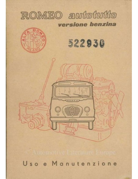 1957 ALFA ROMEO AUTOTUTTO BENZINE INSTRUCTIEBOEKJE ITALIAANS