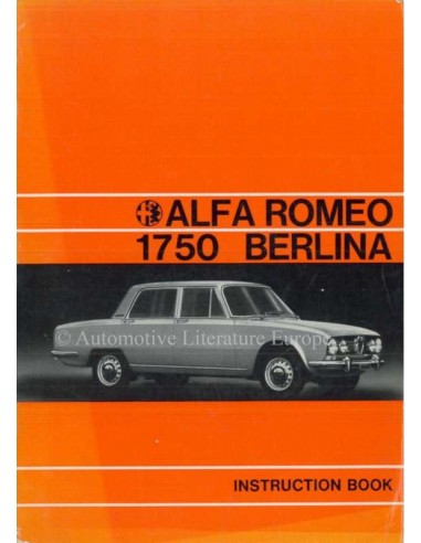 1971 ALFA ROMEO 1750 BERLINA BETRIEBSANLEITUNG ENGLISCH