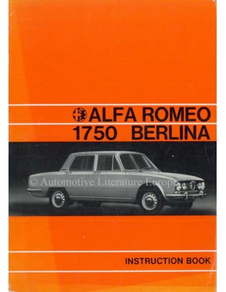 1971 ALFA ROMEO 1750 BERLINA BETRIEBSANLEITUNG ENGLISCH