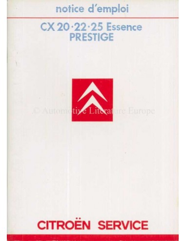 1985 CITROEN CX ESSENCE PRESTIGE OWNERS MANUAL FRANS