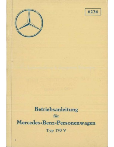 1936 MERCEDES BENZ TYP 170 V BETRIEBSANLEITUNG DEUTSCH