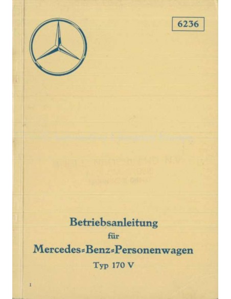 1936 MERCEDES BENZ 170 V OWNERS MANUAL GERMAN