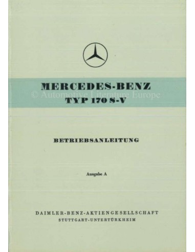 1953 MERCEDES BENZ TYP 170 S-V BETRIEBSANLEITUNG DEUTSCH
