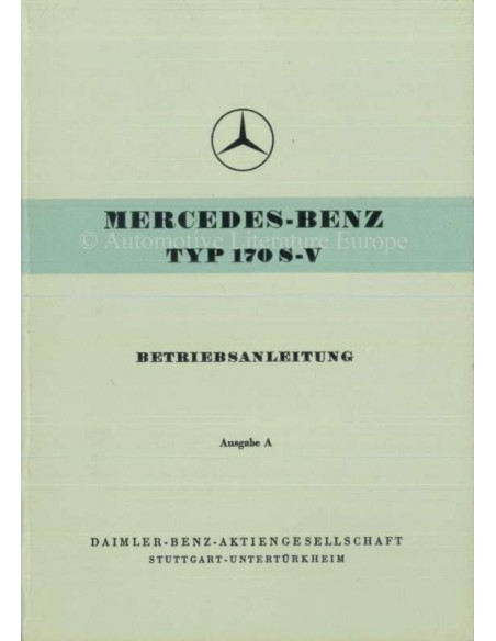 1953 MERCEDES BENZ TYPE 170 S-V INSTRUCTIEBOEKJE DUITS