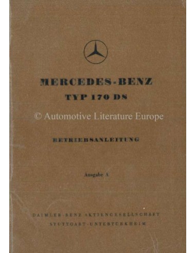 1952 MERCEDES BENZ TYP 170 DS BETRIEBSANLEITUNG DEUTSCH