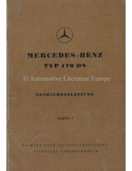 1952 MERCEDES BENZ TYPE 170 DS INSTRUCTIEBOEKJE DUITS