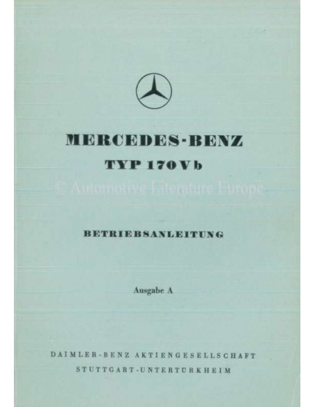 1952 MERCEDES BENZ TYPE 170 V B INSTRUCTIEBOEKJE DUITS