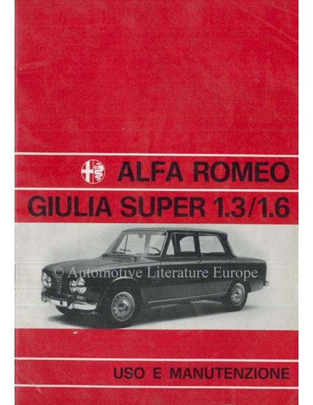 1972 ALFA ROMEO GIULIA SUPER 1300 1600 OWNERS MANUAL ITALIAN