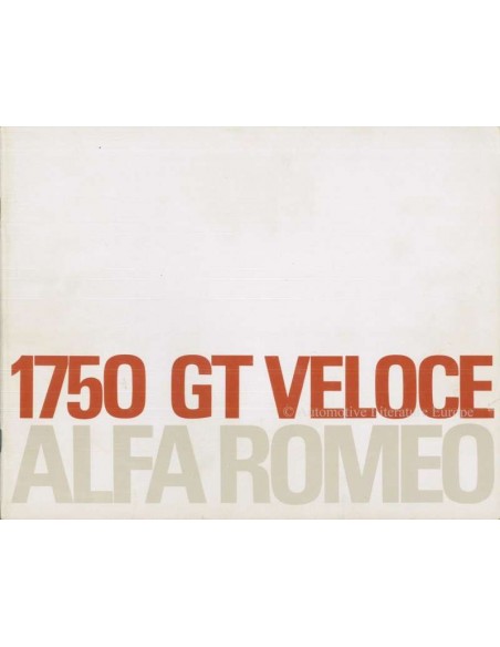 1970 ALFA ROMEO 1750 GT VELOCE PROSPEKT NIEDERLÄNDISCH