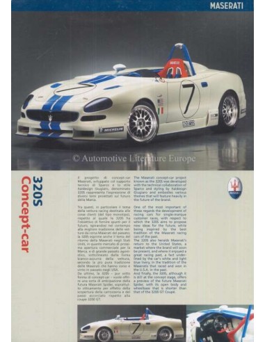 2001 MASERATI 320S CONCEPT-CAR PROSPEKT ITALIENISCH ENGLISCH