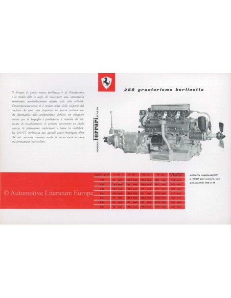 1959 FERRARI 250 GRANTURISMO BERLINETTA BROCHURE ITALIAN