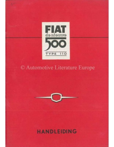 1960 FIAT 500 BETRIEBSANLEITUNG NIEDERLÄNDISCH