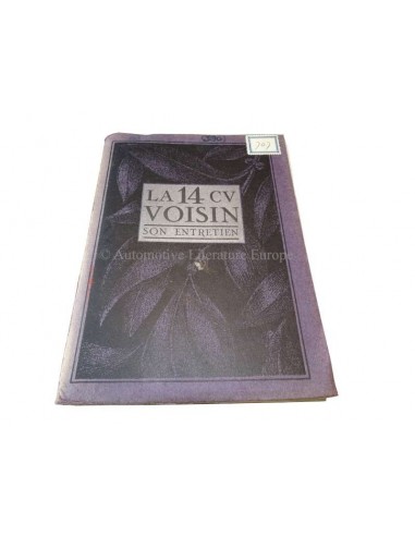 1926 VOISIN 14HP BETRIEBSANLEITUNG FRANZÖSISCH